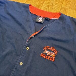 Vintage 90s Atlanta Braves Jersey Adult XL Blue Button Up Baseball MLB 1997